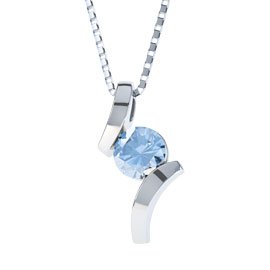 Combinations Aquamarine Round Platinum plated Silver Pendant