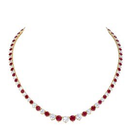 Ruby and Diamond 18ct Yellow Gold Eternity Tennis Necklace