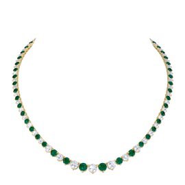 Emerald and Diamond 18ct Yellow Gold Eternity Tennis Necklace