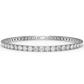 Eternity White Sapphire Platinum plated Silver Tennis Bracelet