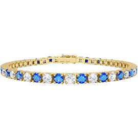 Eternity Sapphire and Diamond 2.6ct GH SI 18ct Gold Tennis Bracelet