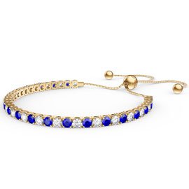Eternity Sapphire CZ 18ct Gold plated Silver Fiji Friendship Tennis Bracelet