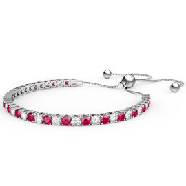 Eternity Ruby CZ Rhodium plated Silver Fiji Friendship Tennis Bracelet
