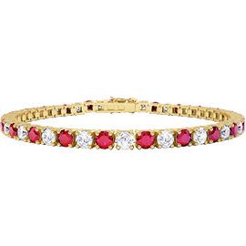 Eternity Ruby and Diamond 18ct Yellow Gold Tennis Bracelet