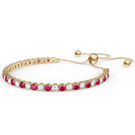 Eternity Ruby CZ 18ct Gold plated Silver Fiji Friendship Tennis Bracelet