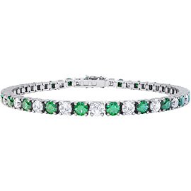 Eternity Emerald and Diamond 2.6ct GH SI 18ct White Gold Tennis Bracelet