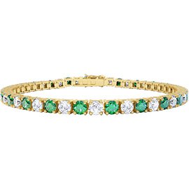Eternity Emerald and Diamond 2.6ct GH SI 18ct Yellow Gold Tennis Bracelet