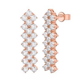 Eternity Three Row White Sapphire 18ct Rose Gold Vermeil Drop Earrings