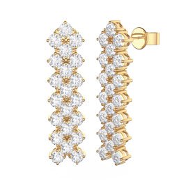 Eternity Three Row White Sapphire 18ct Gold Vermeil Drop Earrings