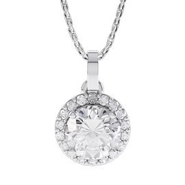 Eternity 1ct White Sapphire Halo Platinum plated Silver Pendant