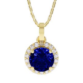 Eternity 1ct Sapphire Halo 18ct Gold Vermeil Pendant