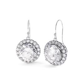 Eternity 2ct Diamond Halo 18ct White Gold Drop Earrings