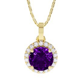 Halo 1ct Amethyst 18ct Gold Vermeil Halo Pendant