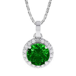 1ct Chrome Diopside Halo 18ct White Gold Pendant