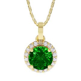 1ct Chrome Diopside Halo 18ct Yellow Gold Pendant