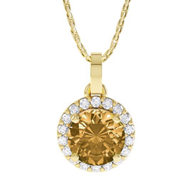 Halo 1ct Citrine Halo Vermeil Pendant