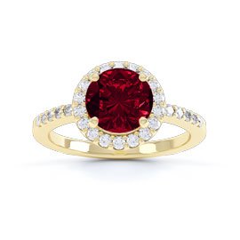Halo 1ct Garnet 18ct Gold Moissanite Halo Proposal Ring