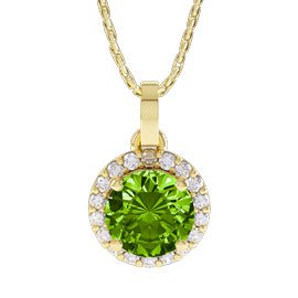 Eternity 1ct Peridot Moissanite Halo 18ct Gold Vermeil Pendant