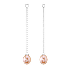 Venus Pink Pearl Platinum Plated Silver Dangle Drops