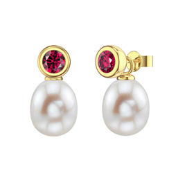 Venus Ruby Pearl 18ct Gold Vermeil Drops