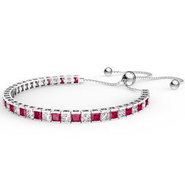 Princess Ruby CZ Rhodium plated Silver Fiji Friendship Tennis Bracelet