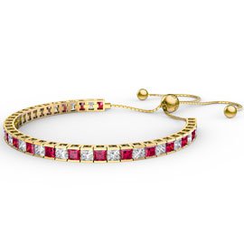 Princess Ruby CZ 18ct Gold plated Silver Fiji Friendship Tennis Bracelet