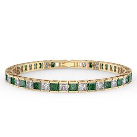 Princess Emerald CZ 18ct Gold plated Silver Tennis Bracelet