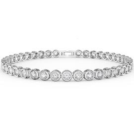 Infinity White Sapphire Platinum plated Silver Tennis Bracelet