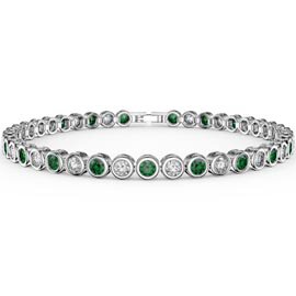 Infinity Emerald Platinum  plated Silver Tennis Bracelet