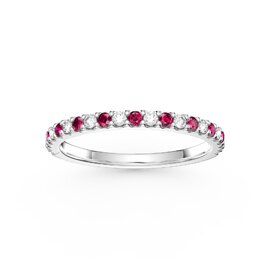 Radiant Ruby and Lab Diamond Platinum Half Eternity Ring