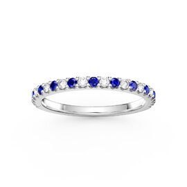 Radiant Sapphire and Lab Diamond Platinum Half Eternity Ring