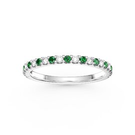 Radiant Emerald and Lab Diamond Platinum Half Eternity Ring