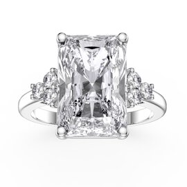 Radiant Cut 5ct Moissanite Platinum plated Silver Proposal Ring