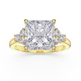 Radiant 4ct Princess Lab Diamond 9ct Yellow Gold Engagement Ring