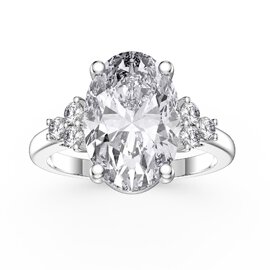Radiant 3.5ct Oval Moissanite Platinum plated Silver Proposal Ring