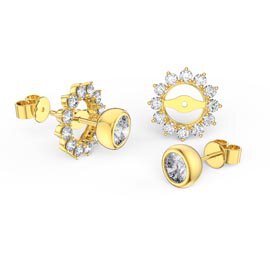 Infinity White Sapphire 18ct Gold Vermeil Stud Starburst Earrings Halo Jacket Set
