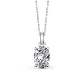 Eternity Oval White Sapphire Platinum plated Silver Pendant