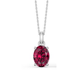 Eternity Oval Ruby Platinum plated Silver Pendant