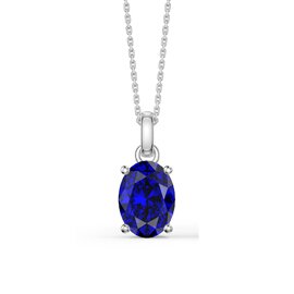 Eternity Oval Sapphire Platinum plated Silver Pendant