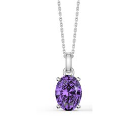 Eternity Oval Amethyst Platinum plated Silver Pendant