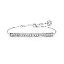 Eternity White Sapphire Platinum plated Silver Line Bracelet