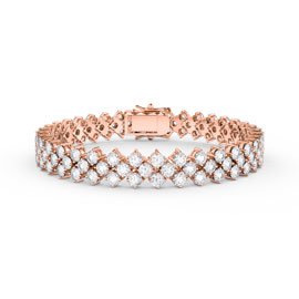 Eternity Three Row Moissanite 9ct Rose Gold Tennis Bracelet