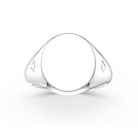 Oval Platinum plated Silver Signet Ring