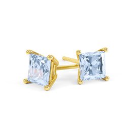 Charisma 1ct Aquamarine Princess 18ct Gold Vermeil Stud Earrings