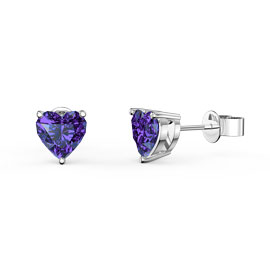 Charisma 1ct Heart Amethyst Platinum plated Silver Stud Earrings