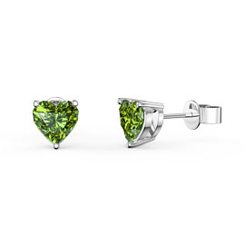 Charisma 1ct Heart Peridot Platinum plated Silver Stud Earrings