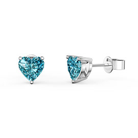 Charisma 1ct Heart Swiss Blue Topaz Platinum plated Silver Stud Earrings