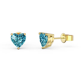 Charisma 1ct Heart Swiss Blue Topaz 18ct Gold Vermeil Stud Earrings