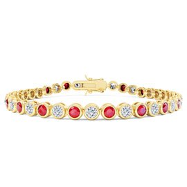 Infinity Ruby and Lab Diamond 9ct Yellow Gold Tennis Bracelet
