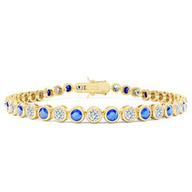 Infinity Sapphire and Moissanite 9ct Yellow Gold Tennis Bracelet